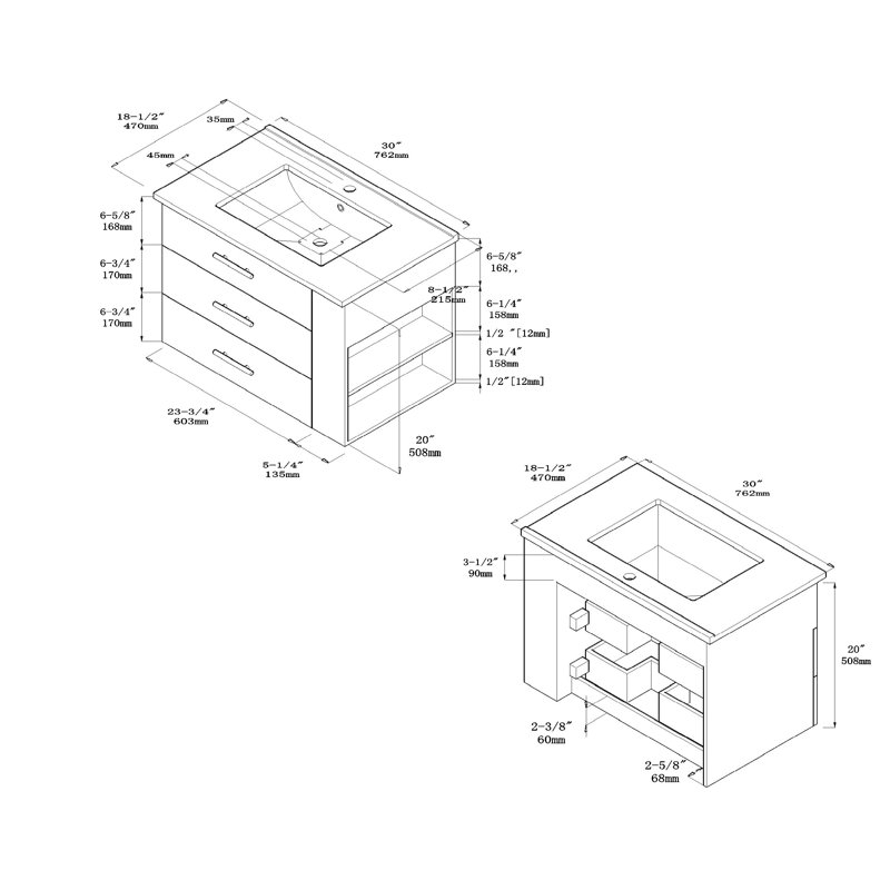 Wrought Studio Exquisite Home 30'' Wall Mounted Single Bathroom Vanity